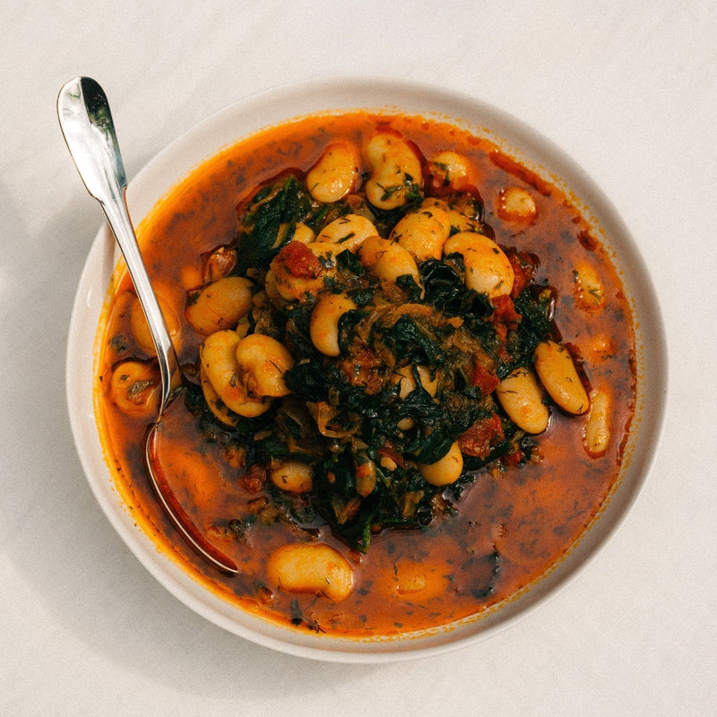 Greek Gigante Beans and Spinach
